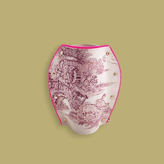 Modèle COBRA Vase en toile de Jouy et cuir