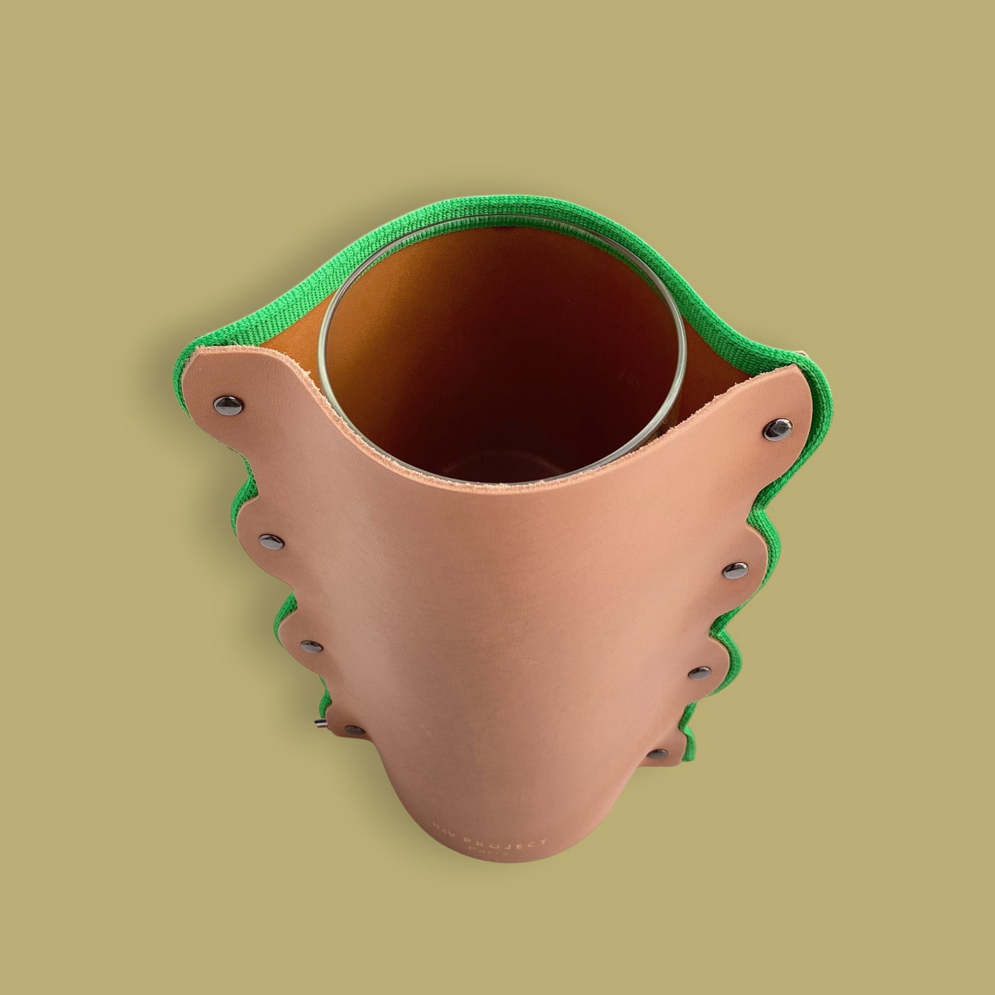 modèle ETTORE Vase toile de Jouy sur cuir