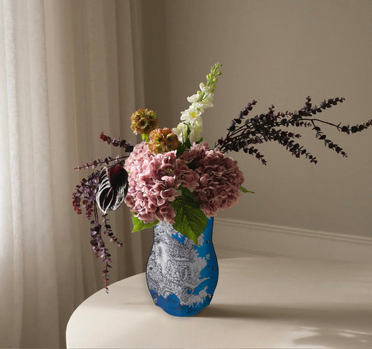 Modèle BOA Vase en toile de Jouy sur cuir