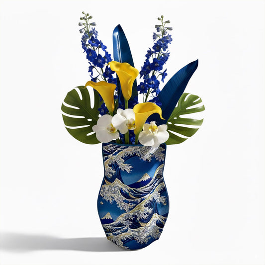 Modèle BOA Vase avec toile japonaise plaquée sur cuir