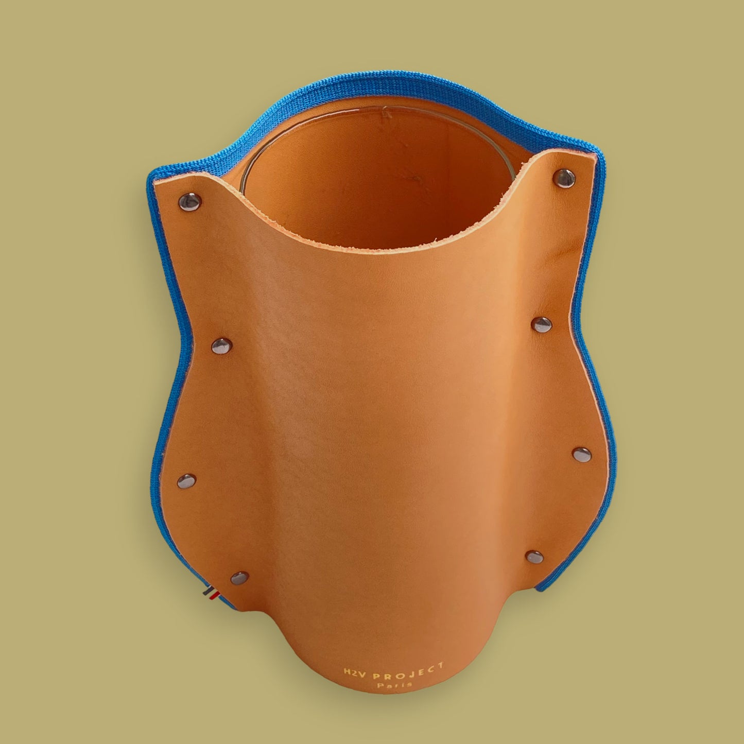 Modèle BOA Vase avec toile japonaise plaquée sur cuir