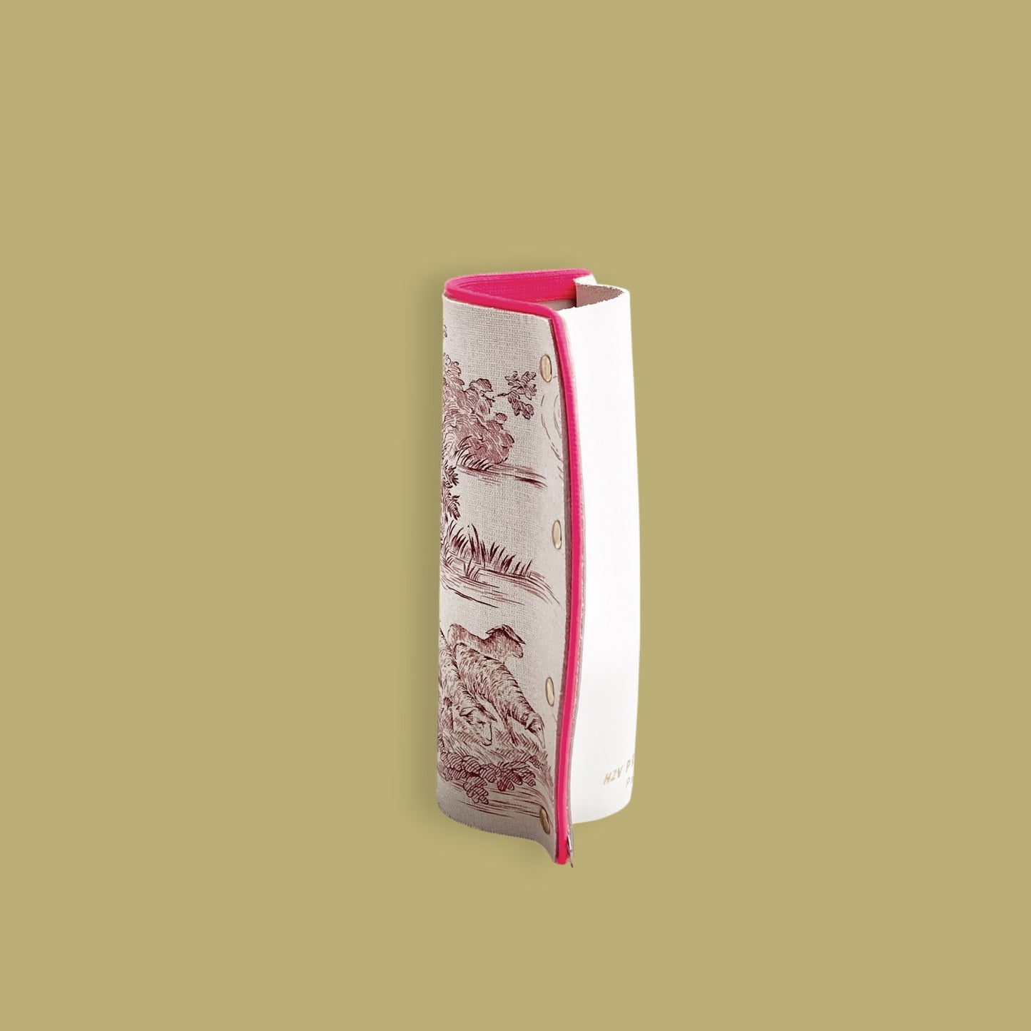 Modèle COBRA Vase en toile de Jouy et cuir