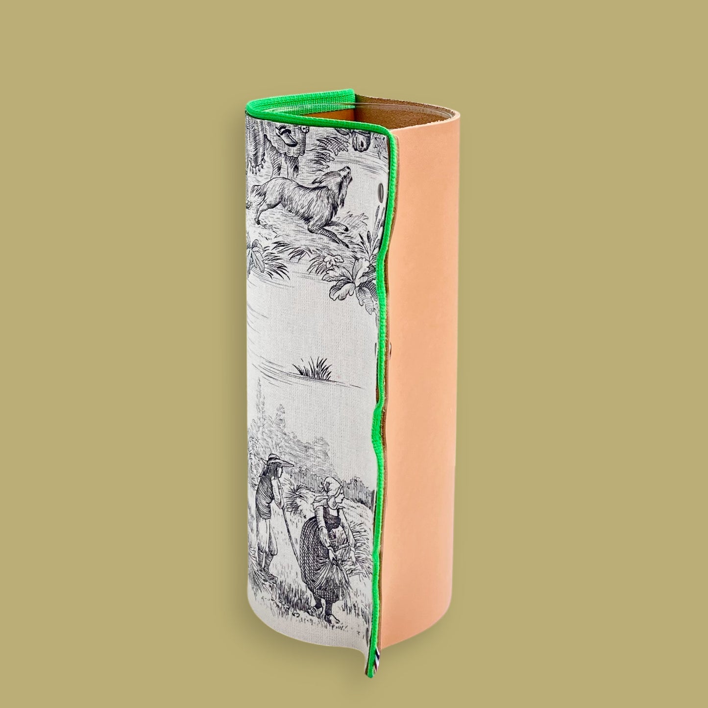 modèle ETTORE Vase toile de Jouy sur cuir