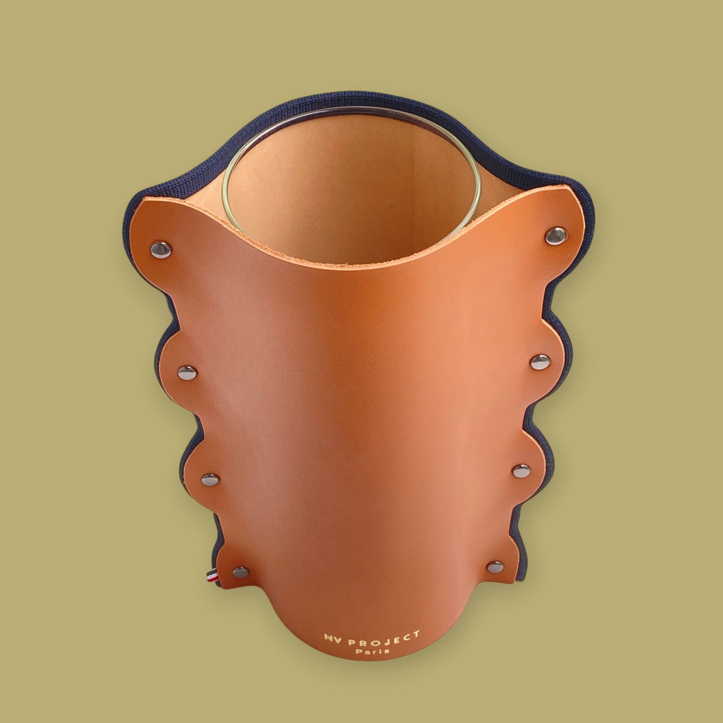 Vase avec toile de Kimono plaquée sur cuir